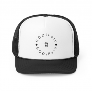 Black and White Jesus Christ GODiFalo Trucker Hat